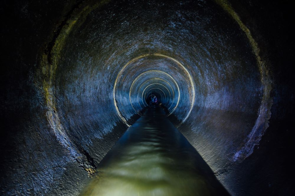 Inside a drain. Plumbers Thames drainage