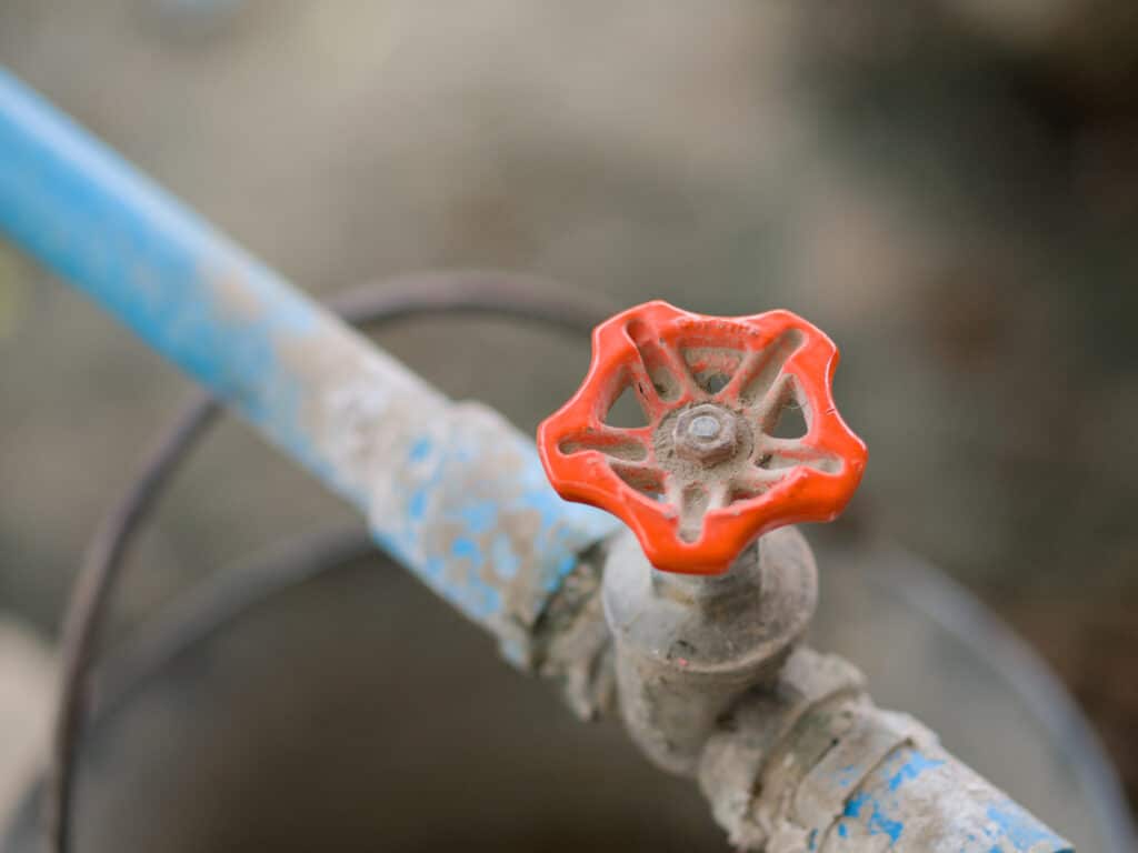 close up of gas line tap